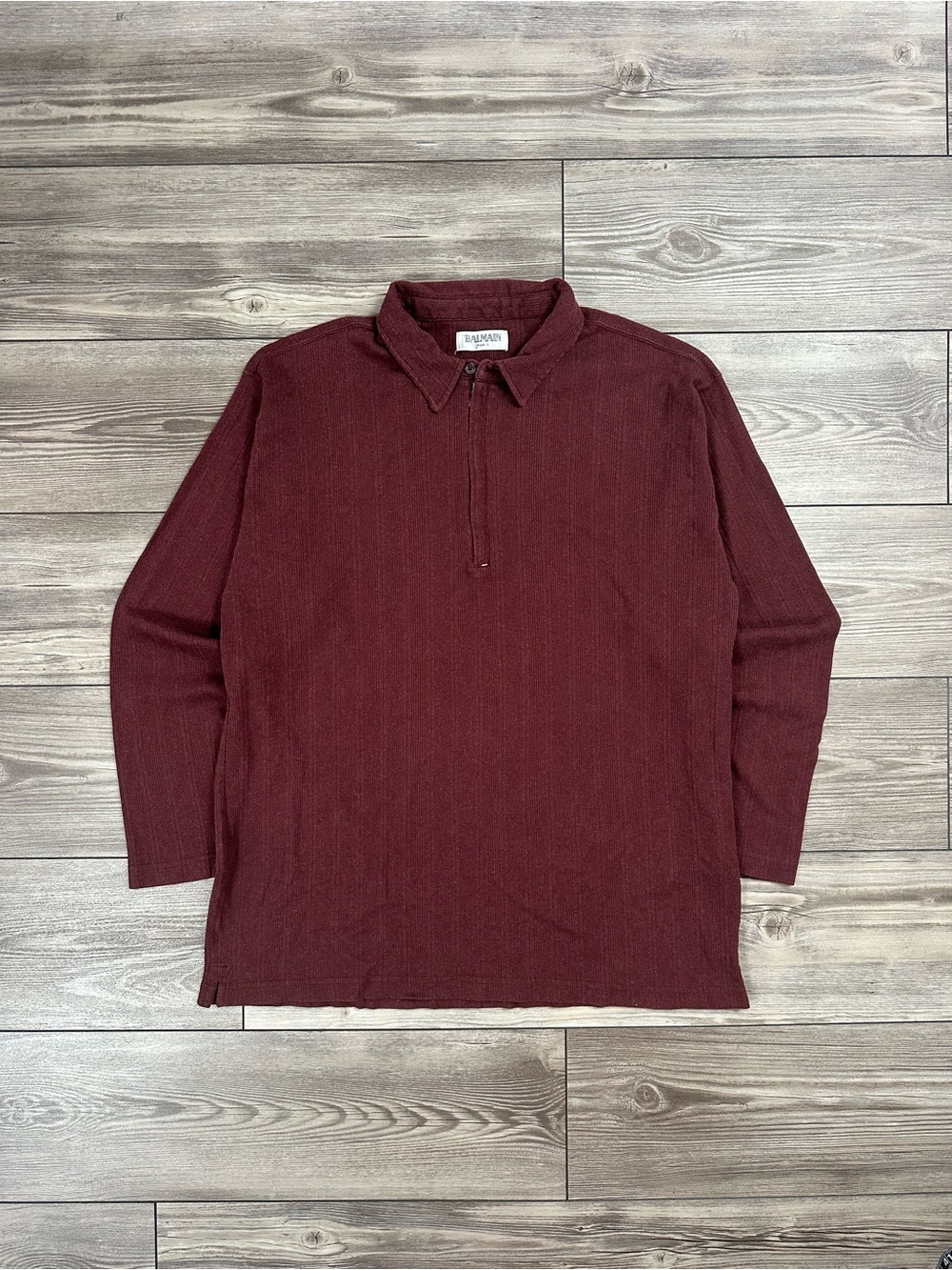 Vintage 90’s Balmain Long Sleeve Polo Burgundy